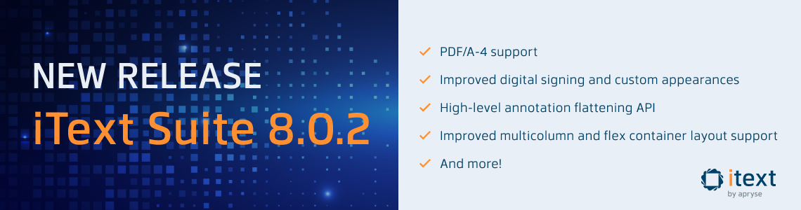 iText Suite version 8.0.2 release banner