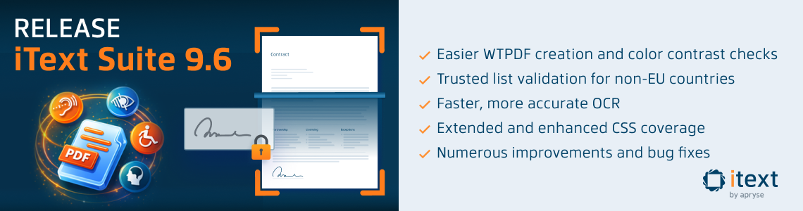 iText Suite 9.6 launch blog banner