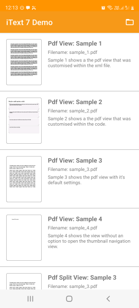 iText 7 demo thumbnail view