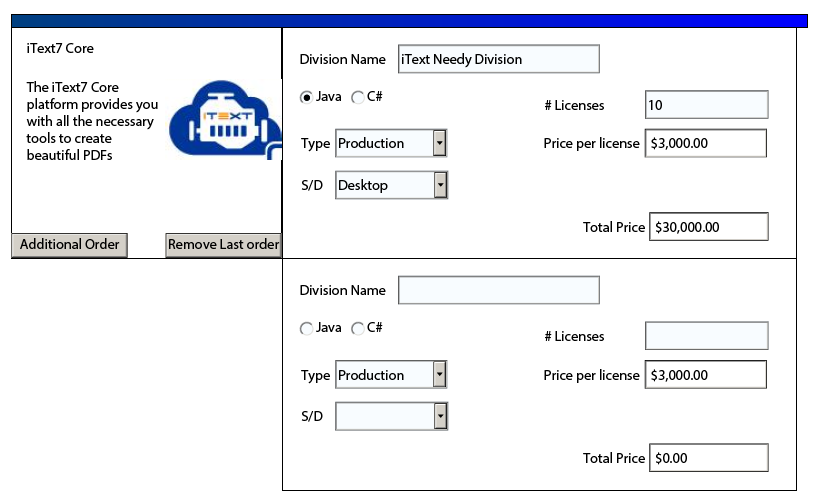The Additional Order form