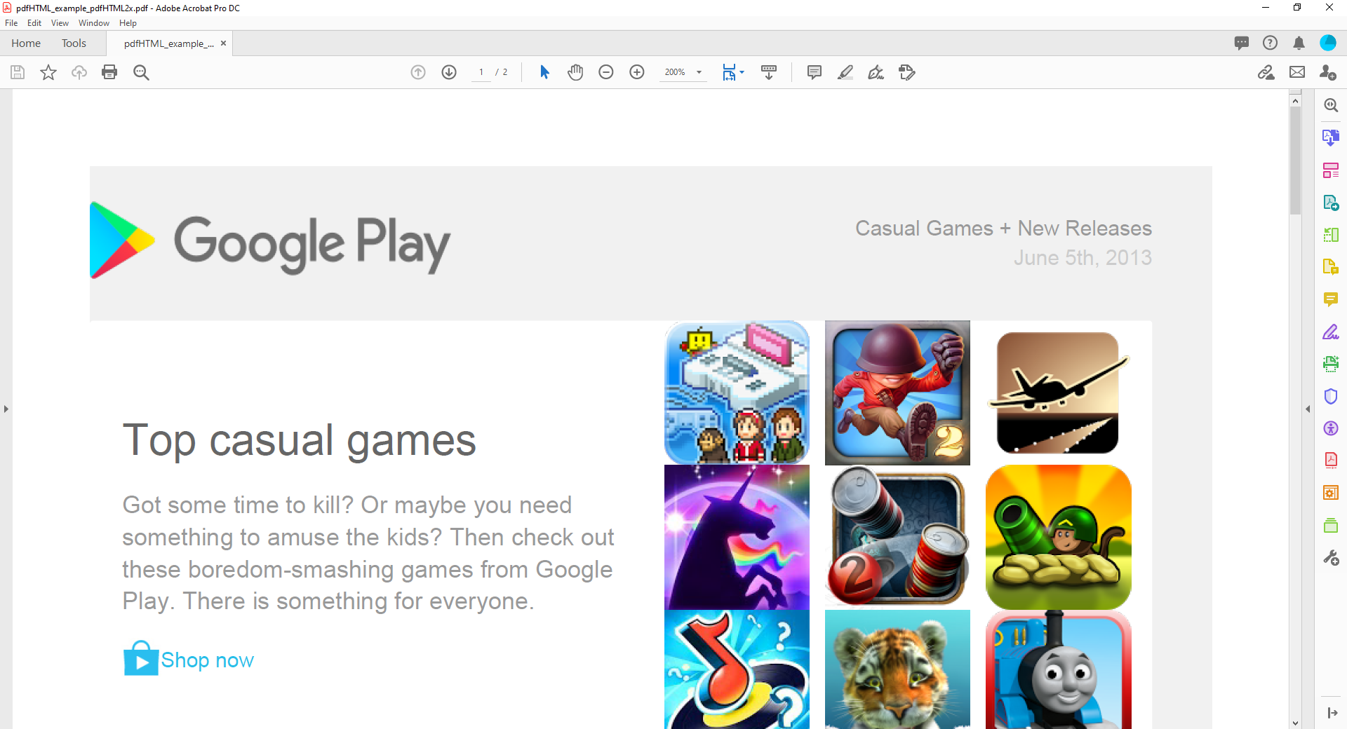 pdfHTML2 example